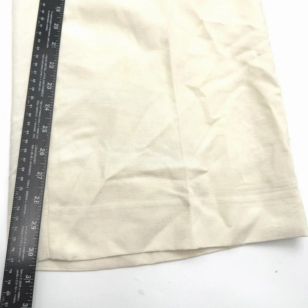 BANANA‎ REPUBLIC NWT Women's 16 Cream White Tencel Linen Wide Leg Pleated Pants